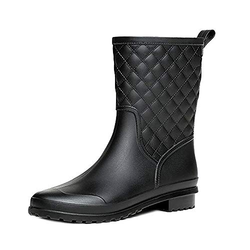 Bota Agua Mujer Jardín Trabajo Lluvia Botas Antideslizante Wellington Boots Negro 36