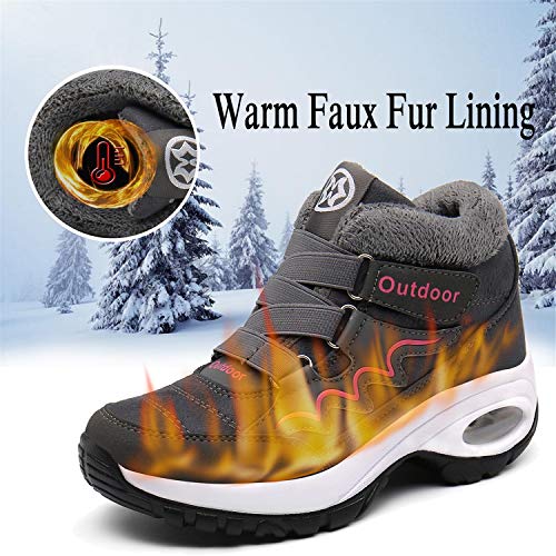 Botas Mujer Botines Zapatos Invierno Botas de Nieve Deportivas Caliente Botines Calentar Forrada Zapatillas Fur Forro Sneakers