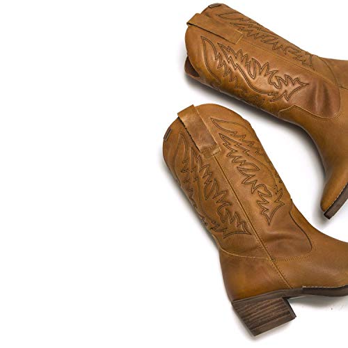 Botas Mujer mustang | Botas Ares 58964 | mustang Mujer | De Piel, con Interior Piel, caña Alta y Punta Afilada | Botas Casual | sin Cierre-Abiertos | 44769 | Cuero | 41