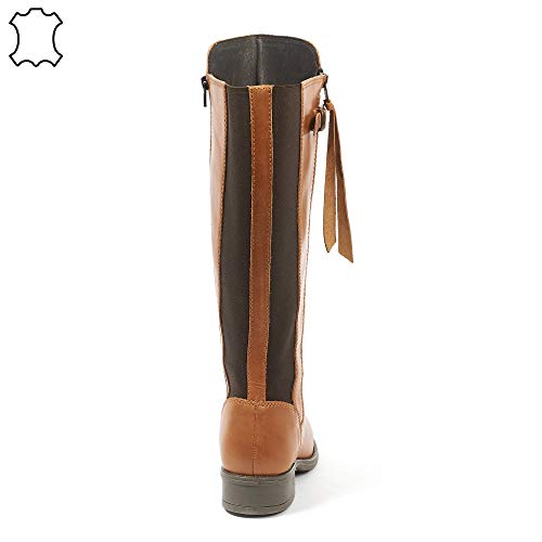 Botas Tipo Jinete en Piel para Gemelos Anchos. Modelo Noëlla. (38 EU, Camel)