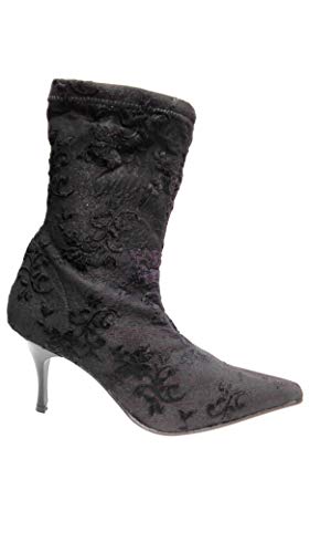 Botin de lycra negro con bordados de flores (numeric_38)