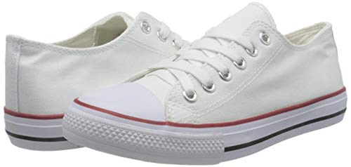 BRANDELIA Canvas de Lona Estilo Casual y Deportivo Zapatillas Unisex, Blanco, 39 EU