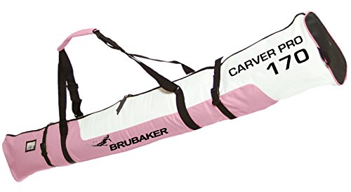 BRUBAKER Conjunto 'Super Function 1.0' Bolsa para Botas y Casco de ski Junto a 'Carver Pro 1.0' Bolsa para un par de Ski - Rosa/Blanco - 170 cms.