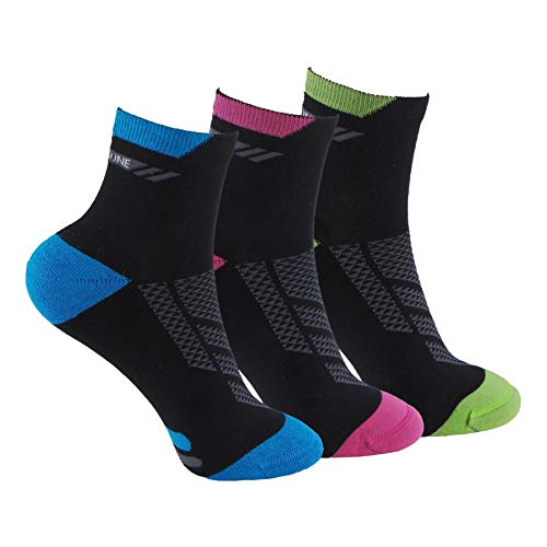 Calcetines (3 Pares) de RUNNING, CICLISMO, TENIS, PADEL,… Calcetines de mujer SIN COSTURAS con puntera y talón reforzados. Calcetines tobilleros de deporte. Anti-rozaduras y con gomas anti-presión.