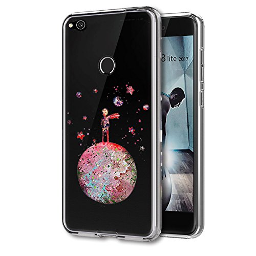 Caler Funda Huawei P8 Lite 2017 Case, Suave TPU Gel Silicona Ultra-Delgado Ligera Anti-rasguños Protección Cuentos de Hadas Carcasa para Huawei (Pequeño Príncipe Principito)