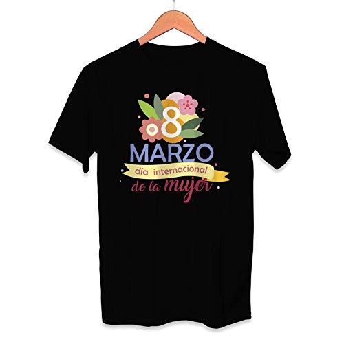 Camiseta 8 de Marzo Dia DE LA Mujer - Unisex Tallas Adultas - Diseño Floral - Feminista Regalo Original para Ellas luchadoras y activistas Igualdad de género (Blanco, L)