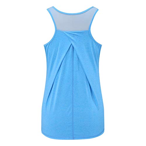 Camisetas Deporte Mujer Fitness, Camiseta Tirantes Mujer Gym Chalecos sin Mangas Mallas Verano Top Yoga Running Transpirable Racerback Tank Yvelands(Azul,M)