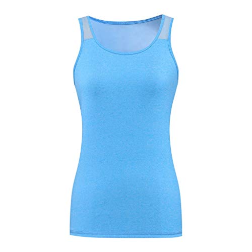 Camisetas Deporte Mujer Fitness, Camiseta Tirantes Mujer Gym Chalecos sin Mangas Mallas Verano Top Yoga Running Transpirable Racerback Tank Yvelands(Azul,M)