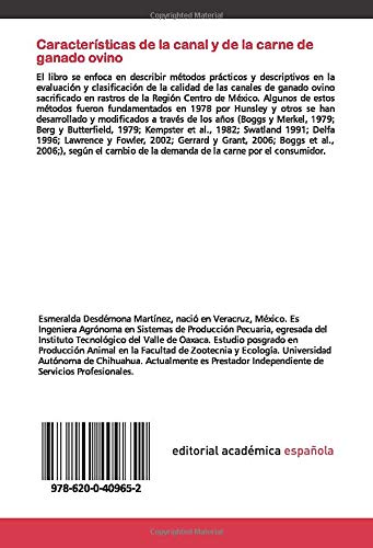 Características de la canal y de la carne de ganado ovino: Un enfoque integrado del sistema productivo, raza, edad, madurez fisiológica, sexo, rendimiento, calidad de la canal