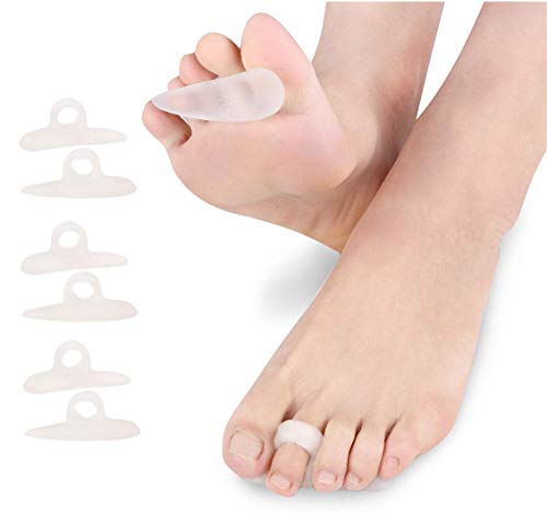 CAREOR 6 almohadillas de gel para dedos en martillo, corrector y enderezador de dedos para dedo del pie en martillo o curvado, almohadilla de apoyo de gel para la cresta derecha e izquierda