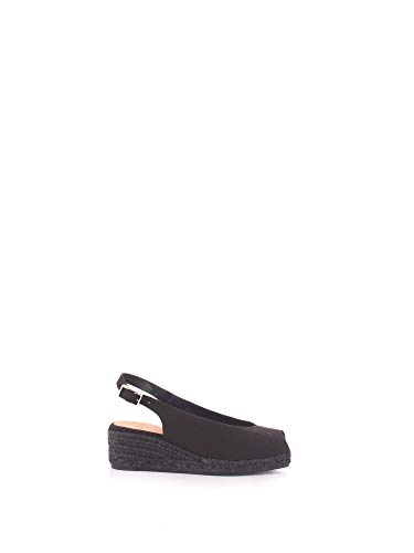 CASTAÑER | Alpargata con cuña Open Toe elaborada en Lona 5cm Dosalia | Mujer | Negro | 40