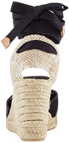 Castañer Alpargata de cuña Carina elaborada en Raso 9 cm | Mujer | Negro | 39 EU