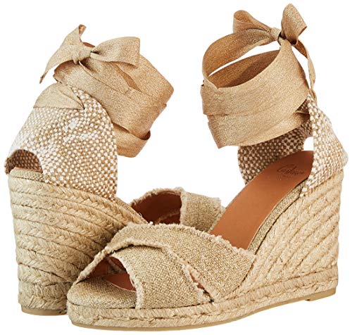 Castañer BLUMA/8/SS20032, Sandalias con cuña Tipo Alpargatas Mujer, Oro Claro, 38 EU