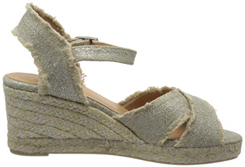 Castañer BROMELIA/6/SS20032, Sandalias con cuña Tipo Alpargatas Mujer, Plata, 39 EU