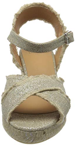 Castañer BROMELIA/6/SS20032, Sandalias con cuña Tipo Alpargatas Mujer, Plata, 39 EU