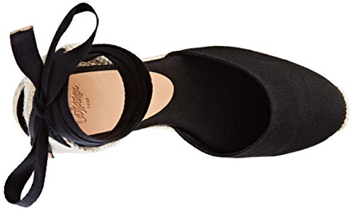 Castañer CARINA/8/001, Alpargata de cuña Carina elaborada en Lona 9 cm | Mujer 36, Negro (Negro 100), EU