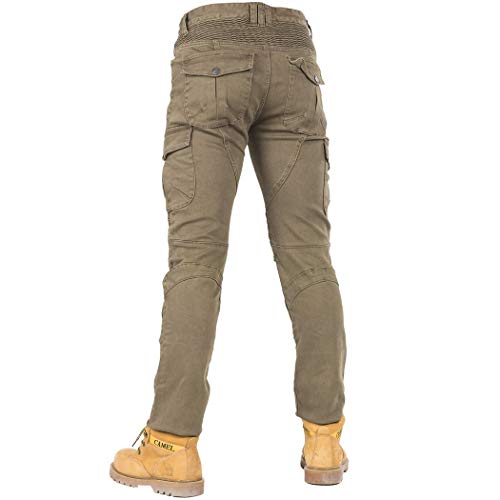 CBBI-WCCI Hombre Motocicleta Pantalones Moto Jeans con Protección Motorcycle Biker Pants (Verde, 33W / 32L)