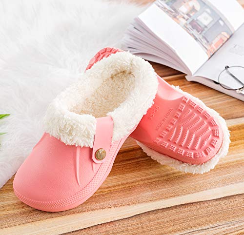 CELANDA Unisex Zuecos Calido Hombre Impermeable Zapatillas de Estar por Casa Mujer Invierno Pantuflas con Forro Pelusa Caliente Zapatos de jardín