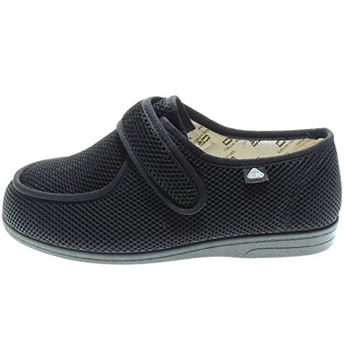 CELIARUIZ Wallaby-REJ Zapatilla Wallaby Rejilla Extra Ancho Especial Antibacteriana Sanitized Diabéticos Posoperatorio Velcro Hombre Mujer Unisex Negro Talla 38