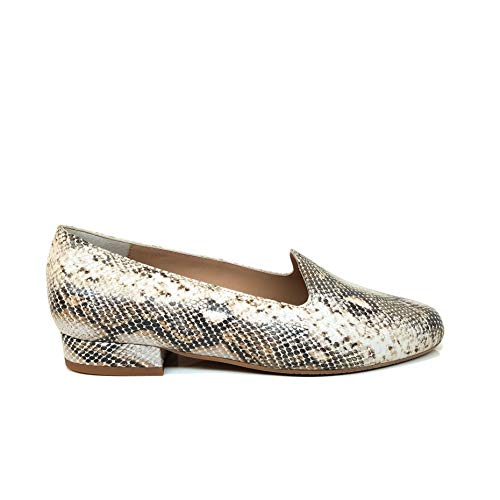 CEONLISO - Mocasines Elegantes Planos de Vestir para Mujer en Piel Estampada Serpiente - Punta Redonda - Planos Tacon Bajo 1 cm - Moda Tendencia Zapatos Casual Animal Print - Beige 37 EU