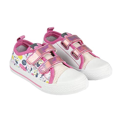 Cerdá Zapatilla Loneta Baja Minnie, Altas Niña, Blanco (Blanco, 24