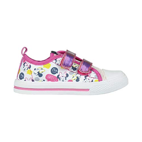 Cerdá Zapatilla Loneta Baja Minnie, Altas Niña, Blanco (Blanco, 24