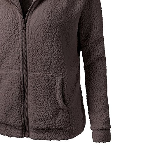 Chaqueta Mujeres de Invierno de Lana Cálida Cremallera Abrigo con Capucha Casual Suéter Abrigo de Algodón Outwear Hoodie riou