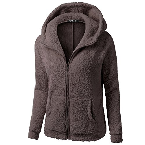 Chaqueta Mujeres de Invierno de Lana Cálida Cremallera Abrigo con Capucha Casual Suéter Abrigo de Algodón Outwear Hoodie riou