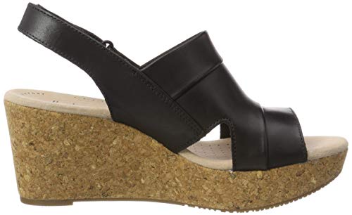 Clarks Annadel Ivory, Sandalias de Talón Abierto Mujer, Negro (Black Leather-), 39.5 EU