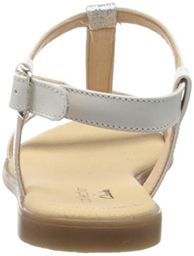 Clarks Bay Rosa, Sandalias con Tira Vertical Mujer, Blanco (White Combi White Combi), 42 EU