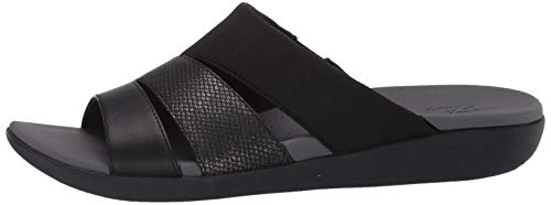 Clarks Brio Surf, Sandalias deslizantes para Mujer, Textil Negro metálico, 37 EU