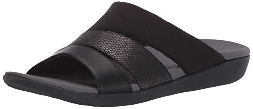 Clarks Brio Surf, Sandalias deslizantes para Mujer, Textil Negro metálico, 37 EU