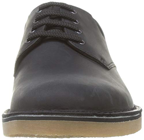 Clarks Bushacre 3 Lo, Oxford Plano Hombre, Negro (Cuero Negro), 42.5 EU