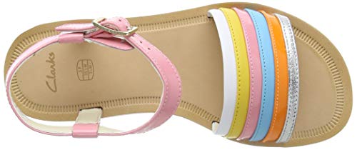 Clarks Finch Stride Y, Sandalias de Talón Abierto Mujer, Multicolor (Multicolour Lea Multicolour Lea), 36 EU