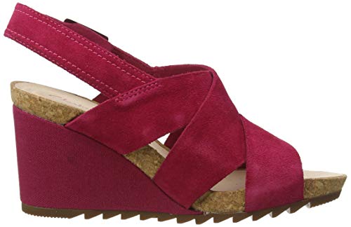 Clarks Flex Sand, Sandalias de Talón Abierto para Mujer, Rosa (Fuchsia Suede Fuchsia Suede), 39.5 EU