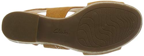 Clarks Maritsa Lara, Sandalias de Talón Abierto Mujer, Amarillo (Amber Suede Amber Suede), 38 EU