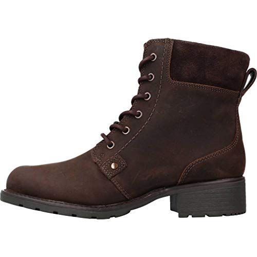 Clarks Orinoco Spice, Botas Estilo Motero Mujer, Marrón (Dark Brown Nubuk), 36 EU