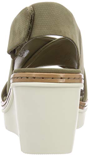 Clarks Palm Candid, Sandalia con Pulsera Mujer, Verde (Olive Nubuck-), 38 EU