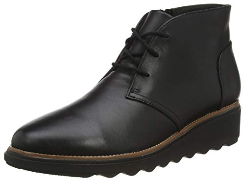 Clarks Sharon Hop, Botas Modelo Chukka Mujer, Negro (Black Leather), 41 EU