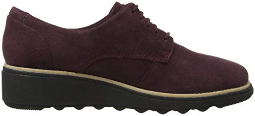 Clarks Sharon Noel, Zapatos de Cordones Derby Mujer, Marrón (Burgundy Nubuck), 38 EU