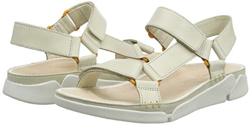 Clarks Tri Sporty, Sandalias de Talón Abierto Mujer, Beige (White Leather White Leather), 39 EU