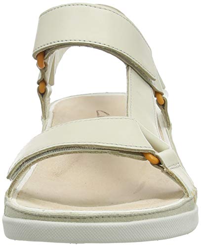 Clarks Tri Sporty, Sandalias de Talón Abierto Mujer, Beige (White Leather White Leather), 39 EU