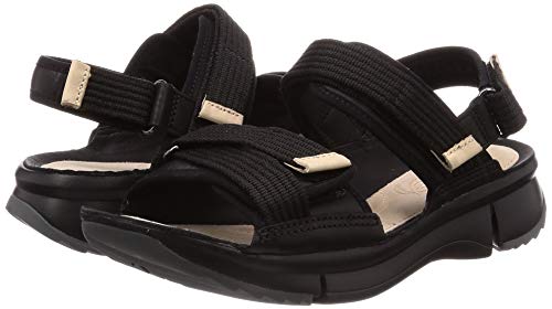 Clarks Tri Walk, Sandalias Mujer, Negro (Black Combi Black Combi), 41 EU