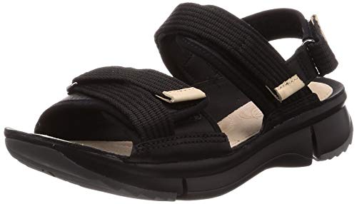 Clarks Tri Walk, Sandalias Mujer, Negro (Black Combi Black Combi), 41 EU