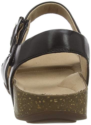 Clarks Un Perri Way, Sandalias de Talón Abierto Mujer, Negro (Black Leather Black Leather), 39 EU