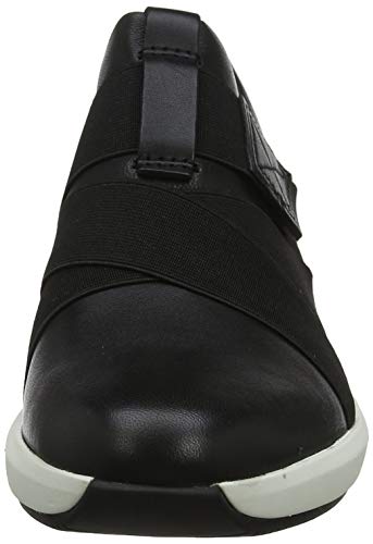 Clarks Un Rio Strap, Zapatillas Mujer, Negro (Black Leather Black Leather), 42 EU