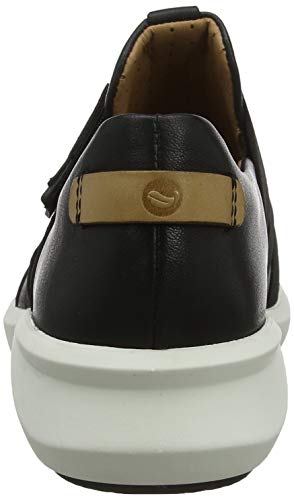 Clarks Un Rio Strap, Zapatillas Mujer, Negro (Black Leather Black Leather), 42 EU