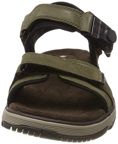 Clarks Un Trek Part, Sandalias de Talón Abierto Hombre, Verde (Dark Olive Nubuck-), 41 EU