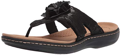 Clarks Women's Laurieann Gema Sandal, Black Leather/Synthetic Combi, 6.5