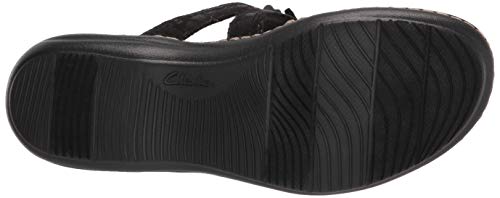 Clarks Women's Laurieann Gema Sandal, Black Leather/Synthetic Combi, 6.5